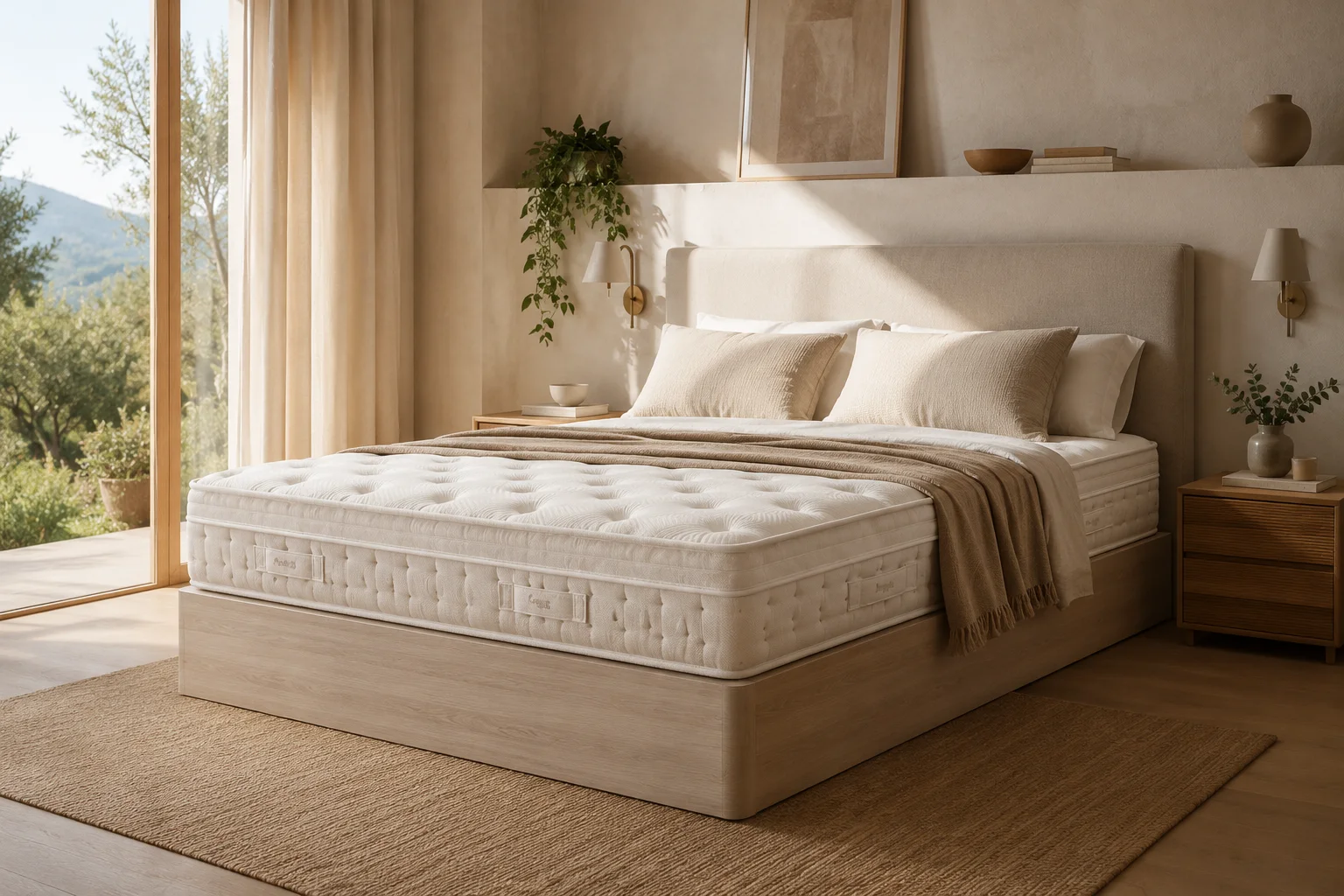 Dormitorio con colchón y canapé