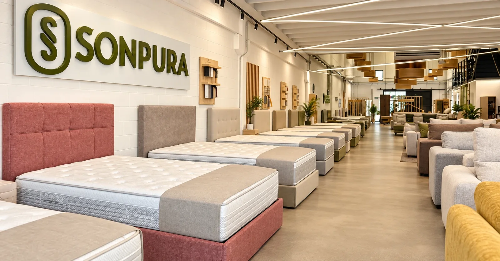 Zona Sonpura de la tienda de Martorell con camas expuestas